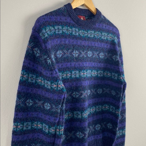 Nordstrom Vintage Scottish Shetland Wool Fair Isle Knit LS Crewneck Sweater - Picture 7 of 14